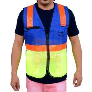 2 Tone Blue Yellow Zipped Safety Vest